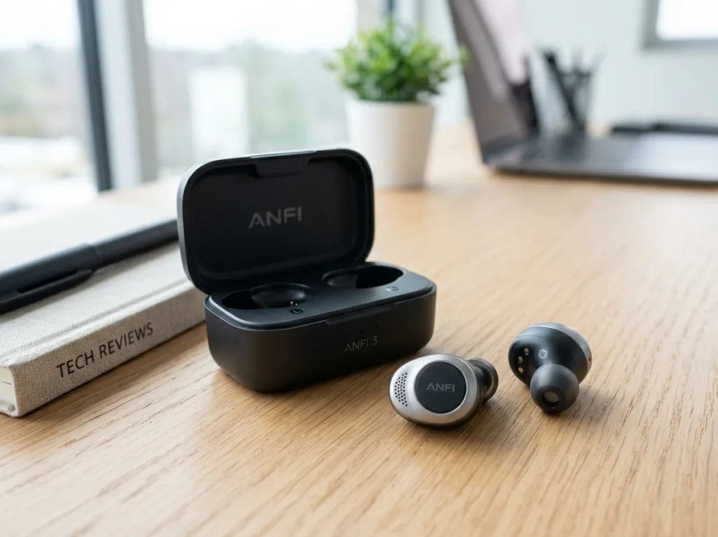 Anfi 3 offline language translator earbuds and compact charging case